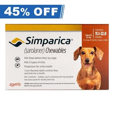 Simparica For Small Dogs (11 To 22lbs) Orange 6 Doses - 45% Off Today