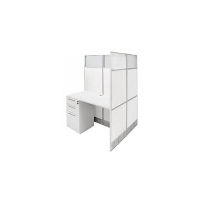 48"W x 49"D x 67"H White Laminate Washable Double Add-On Cubicle