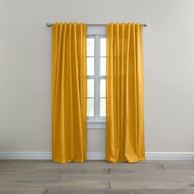 Wide Width Poly Cotton Canvas Back-Tab Panel by BrylaneHome in Ochre (Size 48" W 96" L) Window Curtain