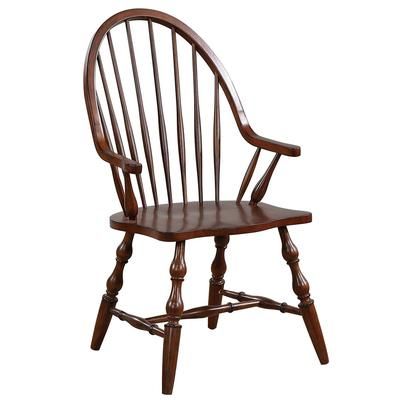 Sunset Trading Andrews Windsor Dining Chair with Arms In Distressed Chestnut Brown - Sunset Trading DLU-ADW-C30A-CT