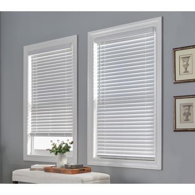 Wide Width 2" Faux Wood Cordless Blinds by BrylaneHome in White (Size 48" W 64" L) Window Privacy Shades Adjustable Slats