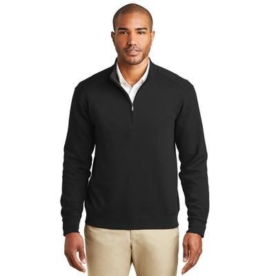 Port Authority K807 Interlock 1/4-Zip in Deep Black/Charcoal Heather size 2XL | Cotton Polyester