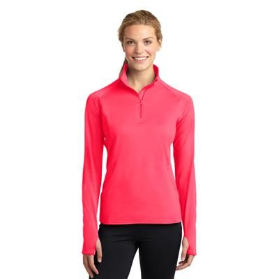 Sport-Tek LST850 Athletic Women's Sport-Wick Stretch 1/4-Zip Pullover Top in Hot Coral size 3XL | Polyester/Spandex Blend