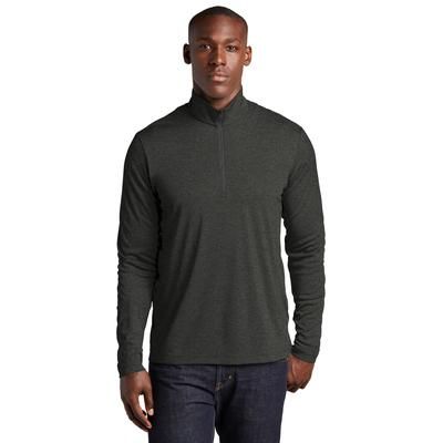 Sport-Tek ST469 Endeavor 1/4-Zip Pullover T-Shirt in Black Heather size Large | Polyester