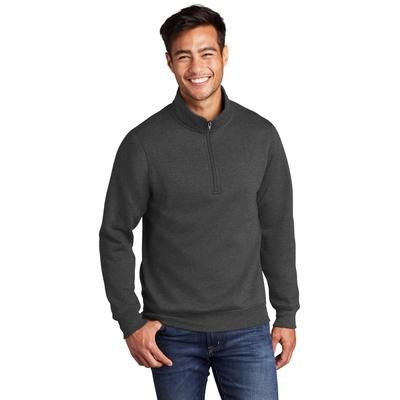 Port & Company PC78Q Core Fleece 1/4-Zip Pullover Sweatshirt in Dark Heather Grey size 2XL