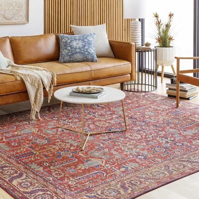 Edwardsburg 8'10" x 12' Traditional Persian Dark Coral/Ink/Light Beige/Eggplant/Thatch Blue/Garnet/Clay/Camel/Rose Gold/Pewter/Desert Tan/Dark Brown/Dark Purple/Dark Pink/Medium Gray/Burnt Orange/Navy/Yellow/Pale...