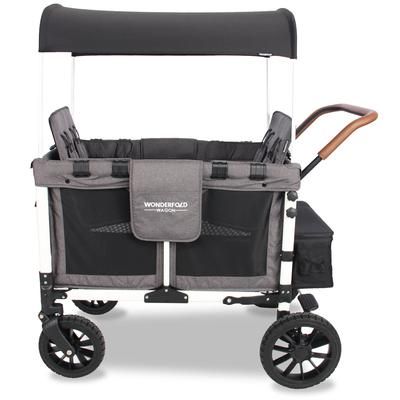 WonderFold W4 Quad Premium (4 Seater) Stroller Wagon - Gray/White (Limited Edition)