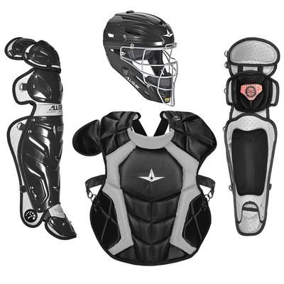 All Star System7 NOCSAE Certified Adult Pro Baseball Catcher's Kit Black