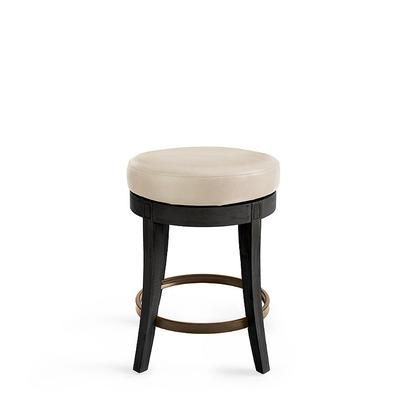 Aiken Backless Swivel Bar & Counter Stool - Counter Height (24-1/2"H Seat), Black Walnut, Leather, Black Walnut/Marbled Bone Bonded Leather/Counter Height - Grandin Road