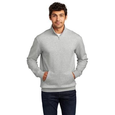 District DT6106 V.I.T. Fleece 1/4-Zip T-Shirt in Light Heather Grey size 3XL | Cotton