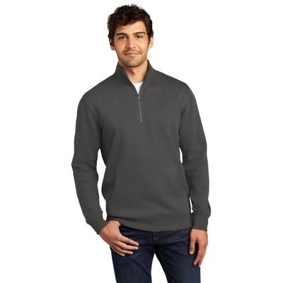 District DT6106 V.I.T. Fleece 1/4-Zip T-Shirt in Charcoal size XS | Cotton/Polyester Blend