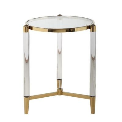 Round Tempered Glass Lamp Table - Chintaly DENALI-LT