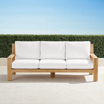 Calhoun Sofa with Cushions in Natural Teak - Standard, Rumor Snow - Frontgate