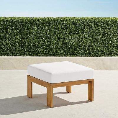 Calhoun Ottoman with Cushion in Natural Teak - Standard, Sailcloth Indigo - Frontgate