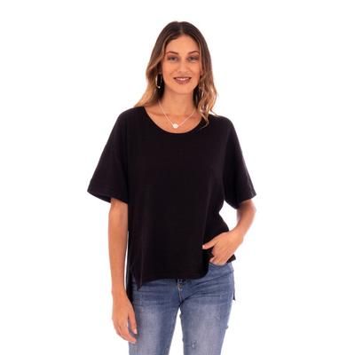 Time and Again,'Cotton and Alpaca Blend Black Sweater'