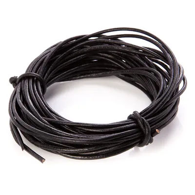Cordons en cuir, noir, 2 mm, 5x 2 m