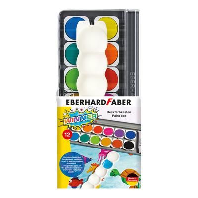 Winner Palette de pastilles de gouache, 12 couleurs