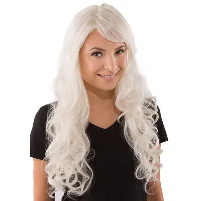 Perruque bouclée "White Fairy", blond platine