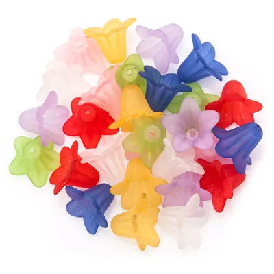 Perles acryliques "fleurs", multicolore, 15 mm, 28 pièces