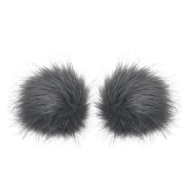 buttinette Pompons en imitation fourrure, gris, 9 cm Ø