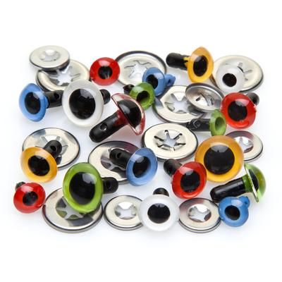 Yeux en plastique, multicolore, 8-12 mm, 30 pièces