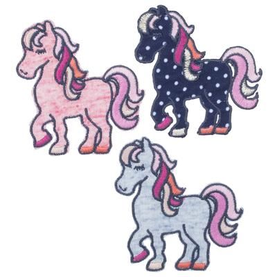 buttinette Écussons "chevaux fantaisie", dim. : 6,5 x 6 cm, contenu : 3 pièces