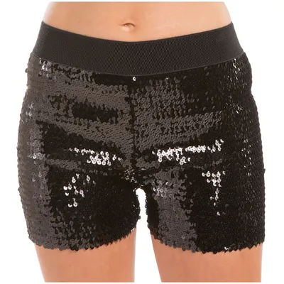 Mini-short à paillettes, noir