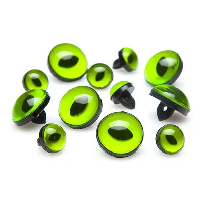 Yeux de chat en plastique, vert/noir, 10 + 16 mm, 12 pièces, à coudre
