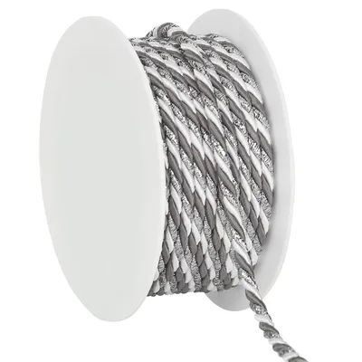 Cordelette, blanc/gris/argenté, 4 mm, 10 m