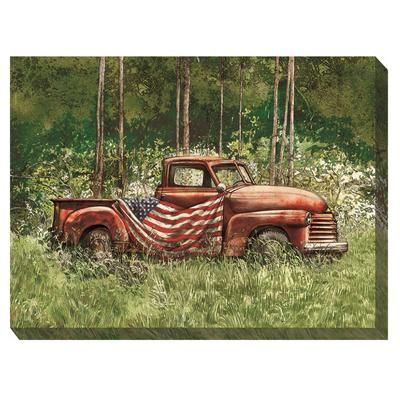 VINTAGE PATRIOT OUTDOOR ART 40X30 by West of the Wind in Multi