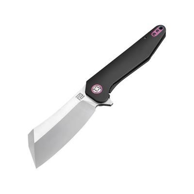 Artisan Cutlery Osprey Framelock Folding Knife 5in Closed 3.75in Satin Bohler M390 SS Blade Black Titanium Handle Pocket Clip Black Nylon Zippered
