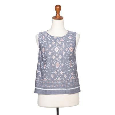 Grey Gardens,'Hand Made Sleeveless Cotton Ikat Blouse from Bali'