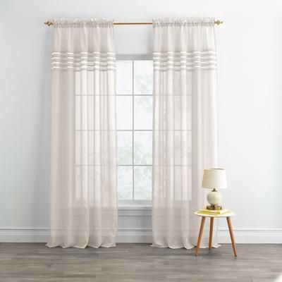 Wide Width BH Studio Sheer Voile Pleated Rod-Pocket Panel by BH Studio in Ecru (Size 56" W 95" L) Window Curtain