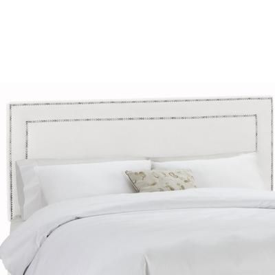 Velvet with Brass Nailhead Trim Full Headboard by Skyline Furniture in White