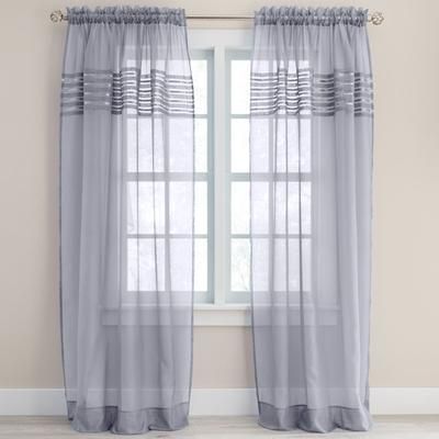 Wide Width BH Studio Sheer Voile Pleated Rod-Pocket Panel by BH Studio in Slate (Size 56" W 95" L) Window Curtain