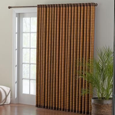Wide Width Bamboo Grommet Panel by BrylaneHome in Honey Oak Brown (Size 42" W 63" L) Window Curtain