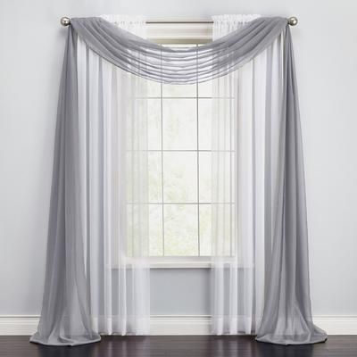 Wide Width BH Studio Sheer Voile Scarf Valance by BH Studio in Slate (Size 40" W 288"L) Window Curtain