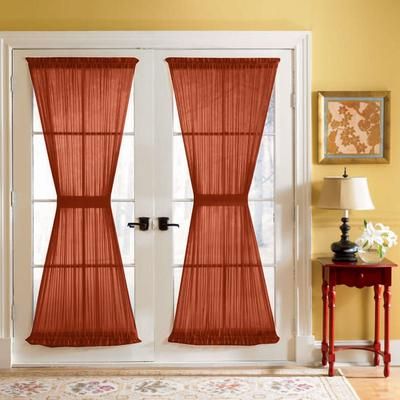 Wide Width BH Studio Sheer Voile Door Panel With Tiebacks by BH Studio in Autumn Leaves (Size 60" W 63" L) Window Curtain