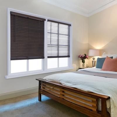 Wide Width Cut-To-Width 2" Distressed FW Blind by Whole Space Industries in Brown (Size 53" W 72" L)