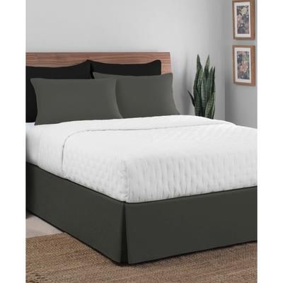 Today's Home Microfiber Tailored Black 14" Bed Skirt by Levinsohn Textiles in Grey (Size QUEEN)