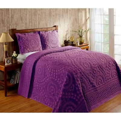 Rio Collection Chenille Bedspread by Better Trends in Plum (Size KING)