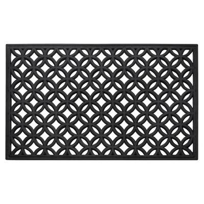Wrought Iron Rubber Mat 18" x 30" by Achim Home Décor in Black Circle