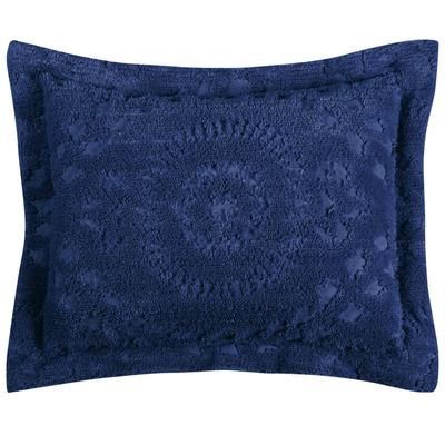 Rio Collection Tufted Chenille Sham by Better Trends in Navy (Size STANDARD)