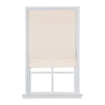 Wide Width Cordless Velveteen Flat Roman Shade by Whole Space Industries in Ivory (Size 23" W 64" L)