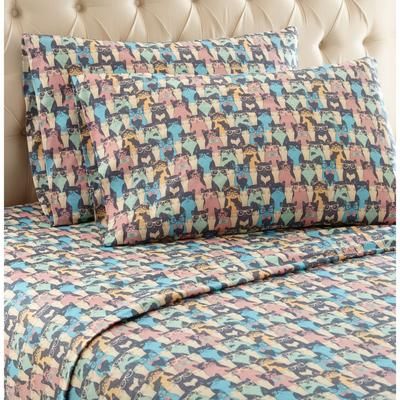 Micro Flannel® Cat Print Sheet Set by Shavel Home Products in Flannel (Size QUEEN)