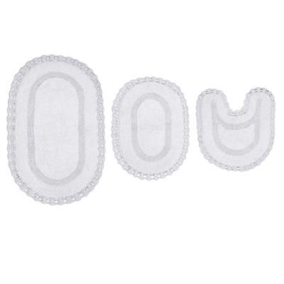Hampton Crochet 3-Pc. Bath Mat Set by Home Weavers Inc in White (Size 3 RUG SET)