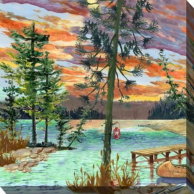 SUMMER CAMP OUTDOOR ART 24X24 by West of the Wind in Multi
