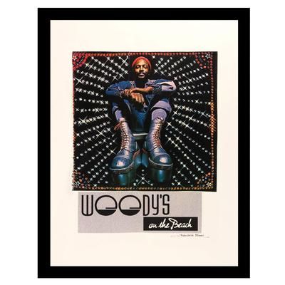 Marvin Gaye Woody's On The Beach - Blue / Red - 14x18 Framed Print by Venice Beach Collections Inc in Blue Red