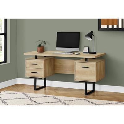 "Computer Desk / Home Office / Laptop / Left / Right Set-Up / Storage Drawers / 60"L / Work / Metal / Laminate / Natural / Black / Contemporary / Modern - Monarch Specialties I 7628"