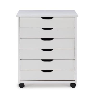Croghan Six Drawer Wide Rolling Storage Cart by Linon Home Décor in White